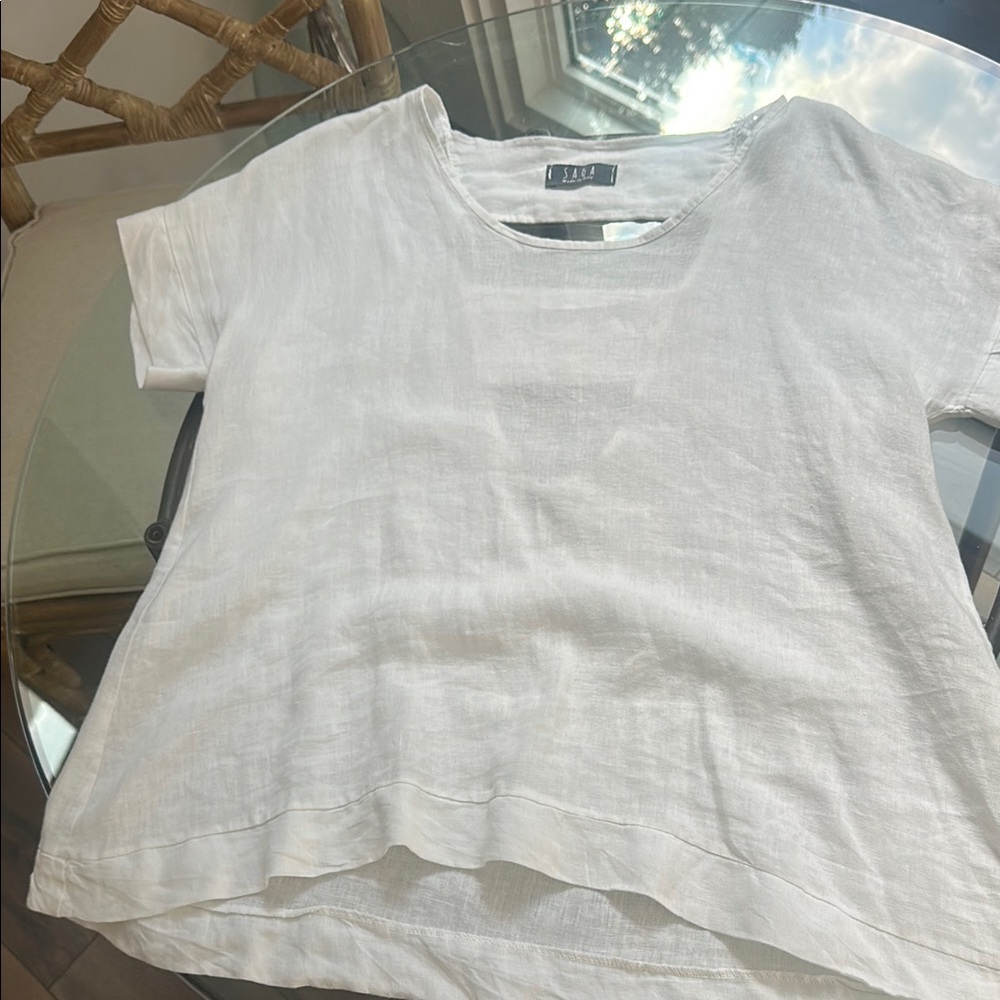 Flax Light Gray Linen Blouse